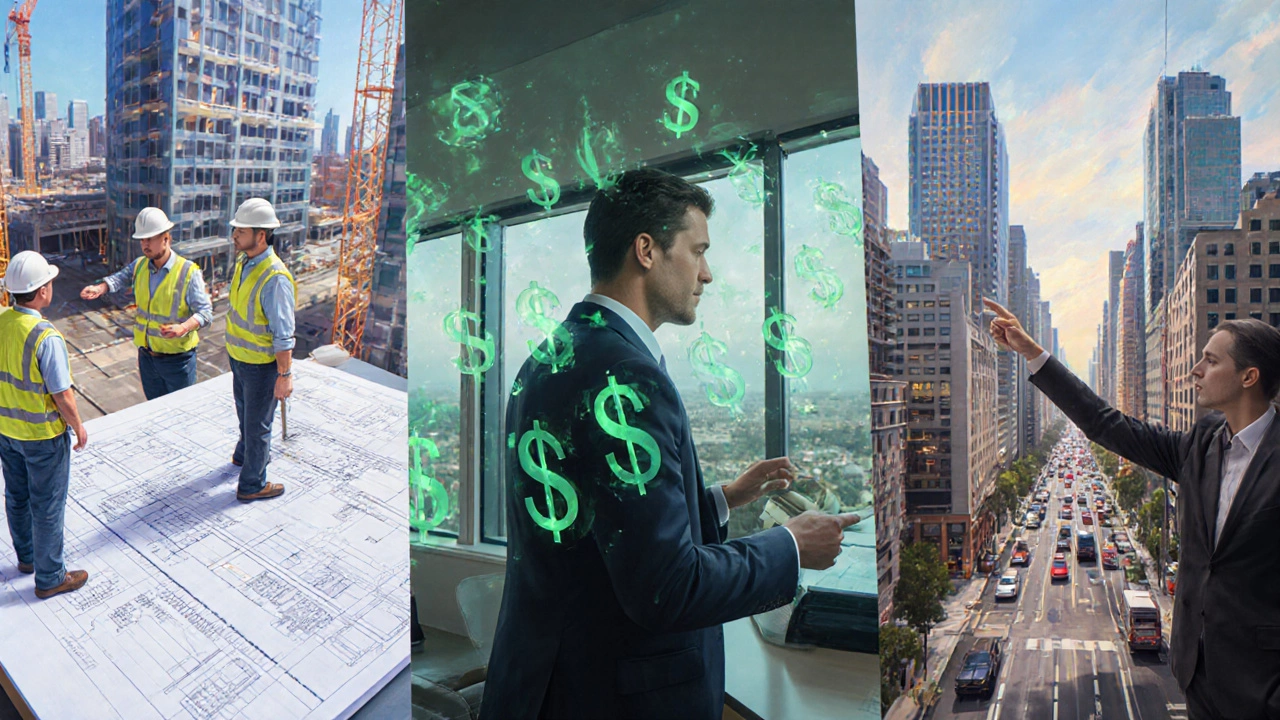 Three illustrated scenes depicting cost, income, and market approaches to idea valuation.