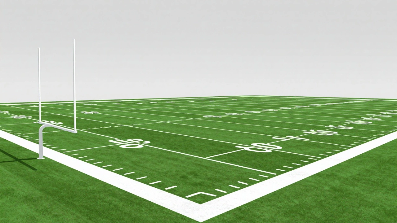 Visual comparison showing one football field repeating to fill a massive area