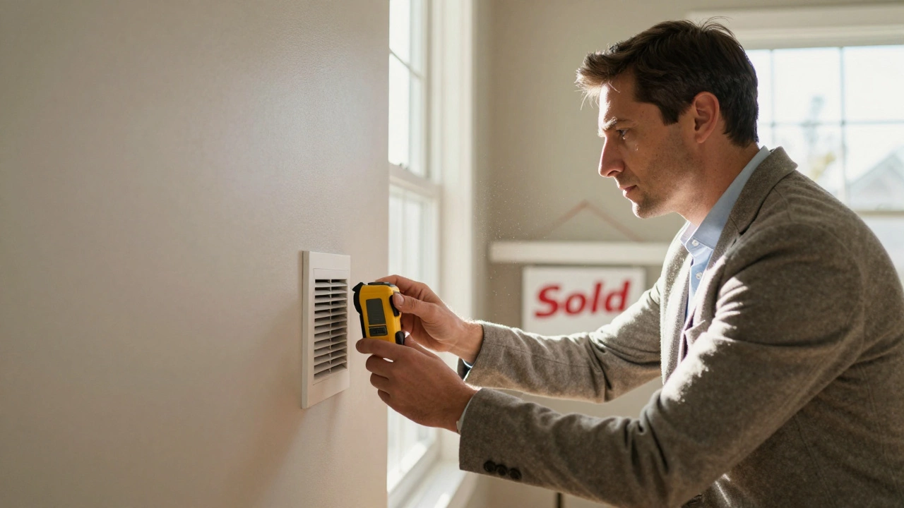 Appraiser measuring rooms for professional valuation