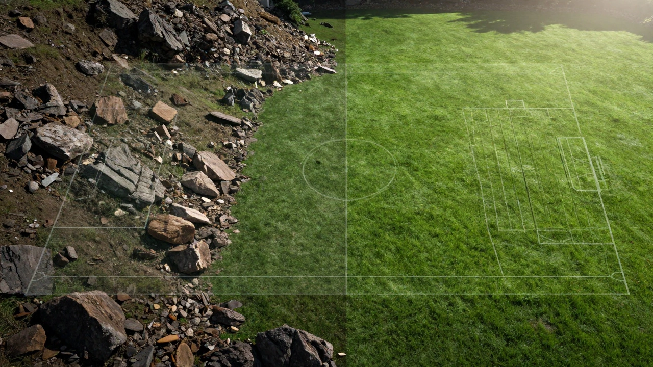Visual comparison of usable vs unusable land areas