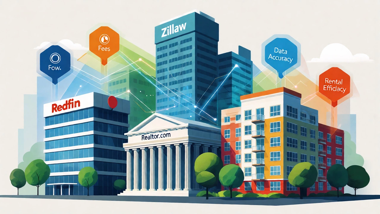 Conceptual illustration of competing real estate platforms and their features