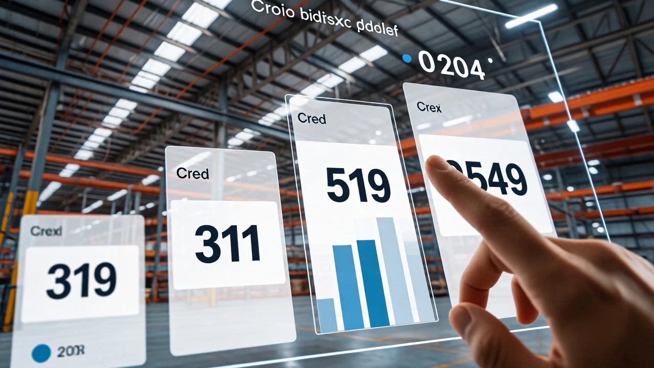 Digital bidding overlay on industrial warehouse highlighting fast transactions