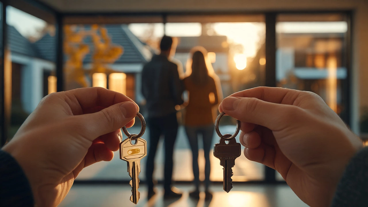 Hands holding house keys contrasting financial leverage options