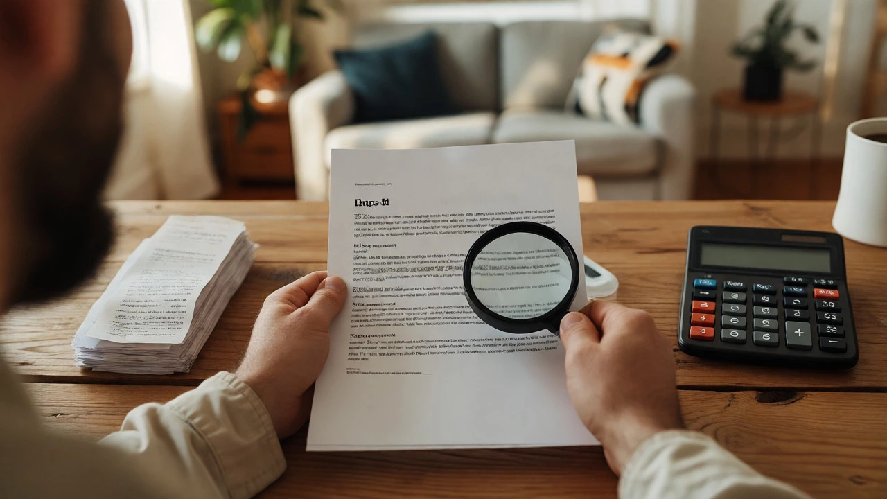 Tenant reviewing landlord notice with magnifying glass